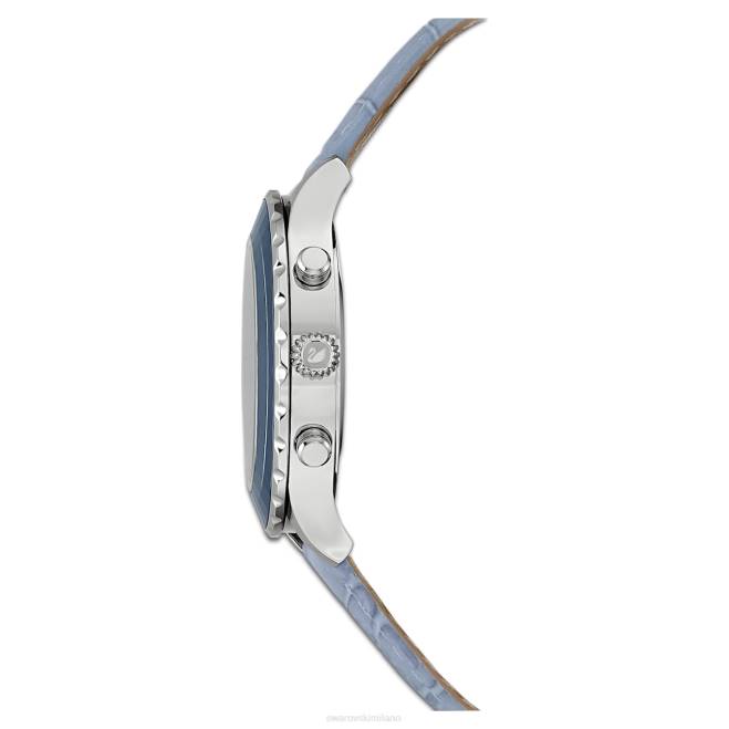 Swarovski DV4B1249 Accessori prodotto in Svizzera, cinturino in pelle, blu, acciaio inossidabile orologio cronografo Octea Lux