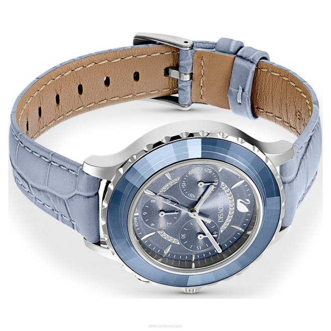 Swarovski DV4B1249 Accessori prodotto in Svizzera, cinturino in pelle, blu, acciaio inossidabile orologio cronografo Octea Lux