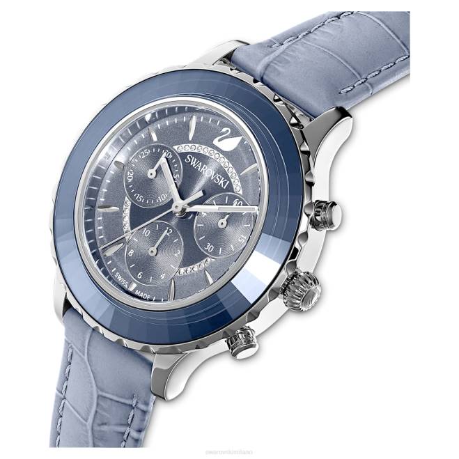 Swarovski DV4B1249 Accessori prodotto in Svizzera, cinturino in pelle, blu, acciaio inossidabile orologio cronografo Octea Lux