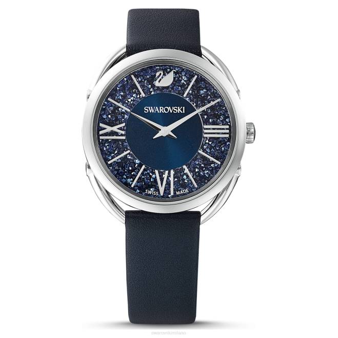 Swarovski DV4B1251 Accessori prodotto in Svizzera, cinturino in pelle, blu, acciaio inossidabile orologio glam cristallino