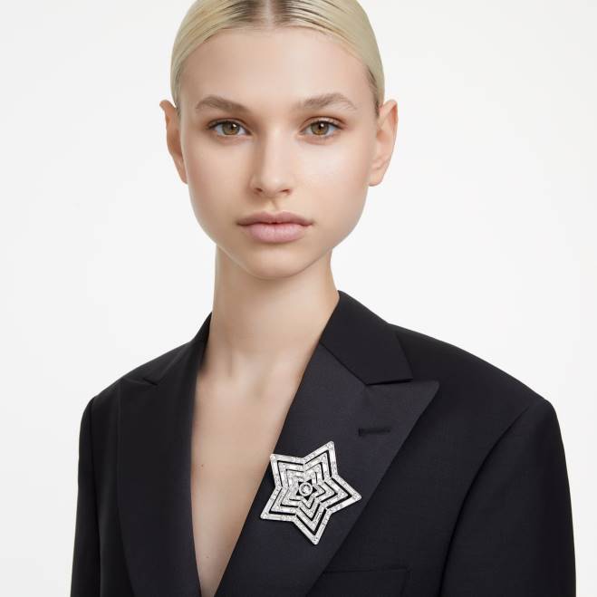Swarovski DV4B1099 Accessori stella, bianca, placcata rodio spilla stella
