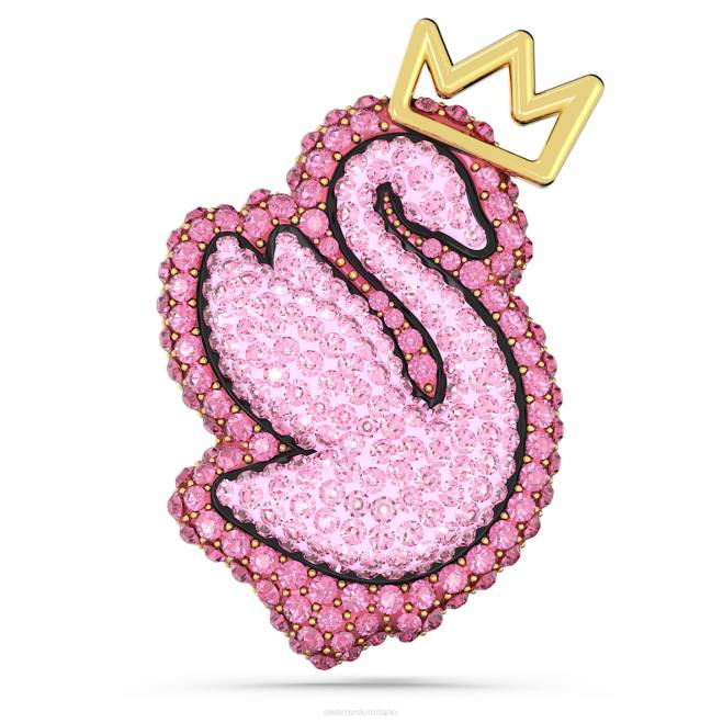 Swarovski DV4B1100 Accessori cigno, rosa, placcato color oro spilla pop cigno