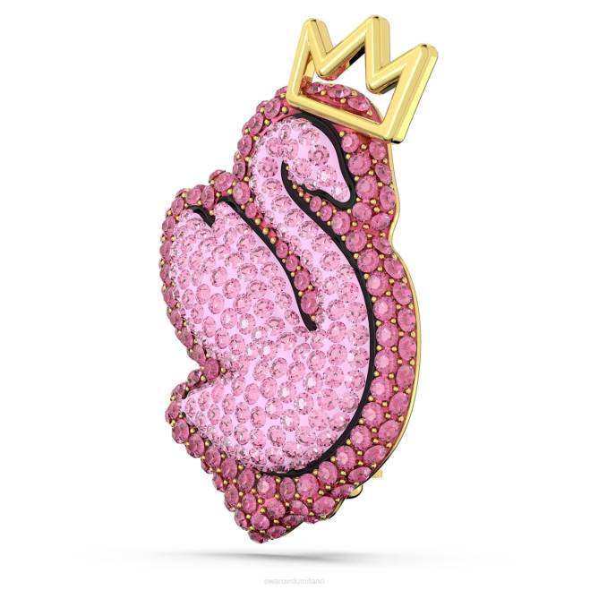 Swarovski DV4B1100 Accessori cigno, rosa, placcato color oro spilla pop cigno