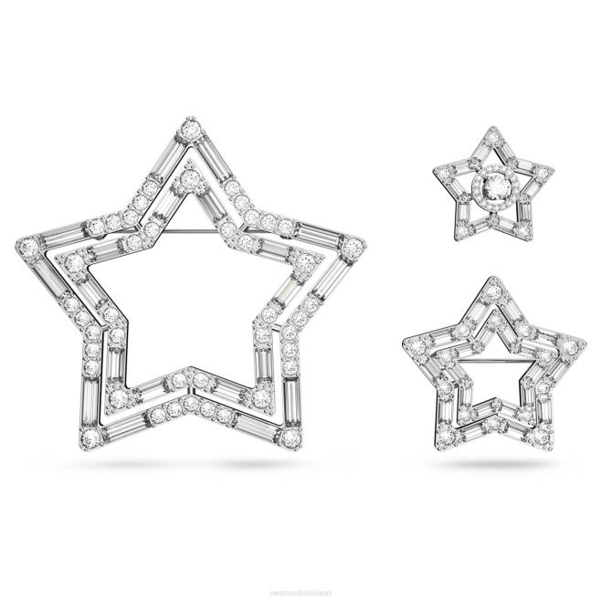 Swarovski DV4B394 Accessori tagli misti, stella, bianco, rodiato spilla stella