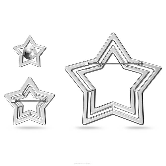 Swarovski DV4B394 Accessori tagli misti, stella, bianco, rodiato spilla stella