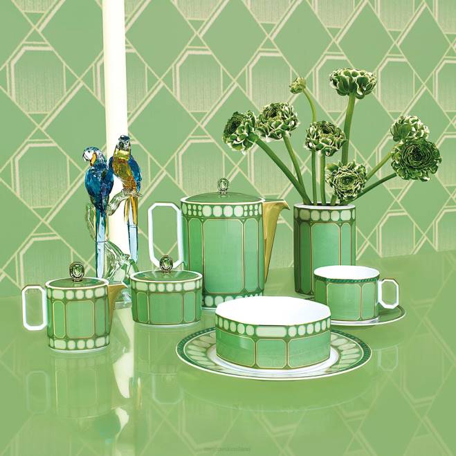 Swarovski DV4B1735 decorazioni porcellana, verde tazza con piattino