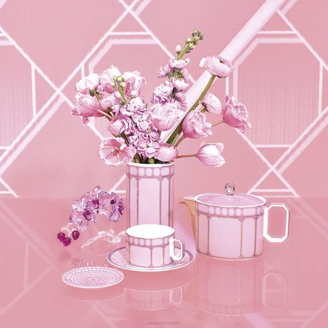 Swarovski DV4B1743 decorazioni porcellana, rosa tazza signum con coperchio
