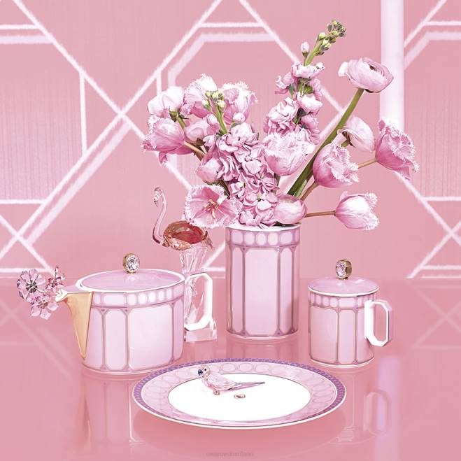 Swarovski DV4B1743 decorazioni porcellana, rosa tazza signum con coperchio