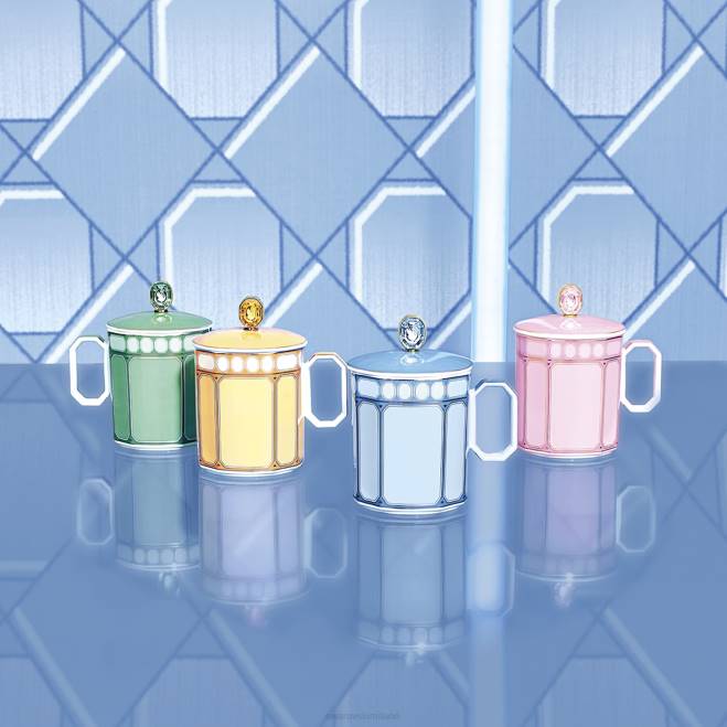 Swarovski DV4B1745 decorazioni porcellana, blu tazza signum con coperchio