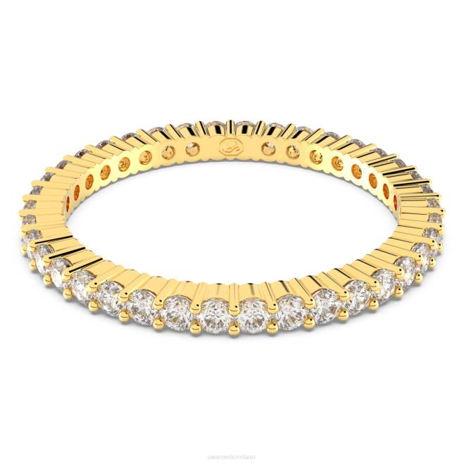 Swarovski DV4B1002 gioielleria taglio rotondo, bianco, placcato oro anello vittore
