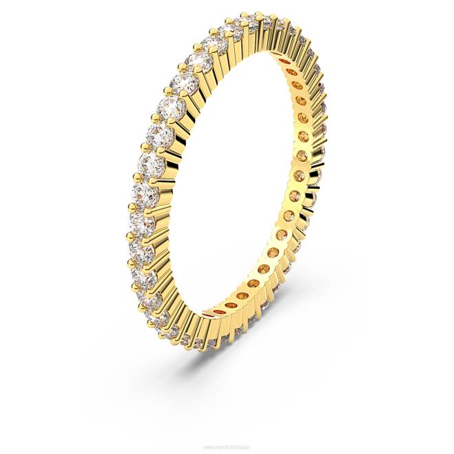 Swarovski DV4B1002 gioielleria taglio rotondo, bianco, placcato oro anello vittore