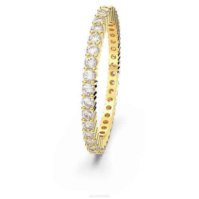 Swarovski DV4B1002 gioielleria taglio rotondo, bianco, placcato oro anello vittore