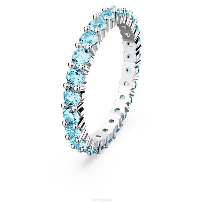 Swarovski DV4B1005 gioielleria taglio rotondo, blu, placcato rodio anello della matrice