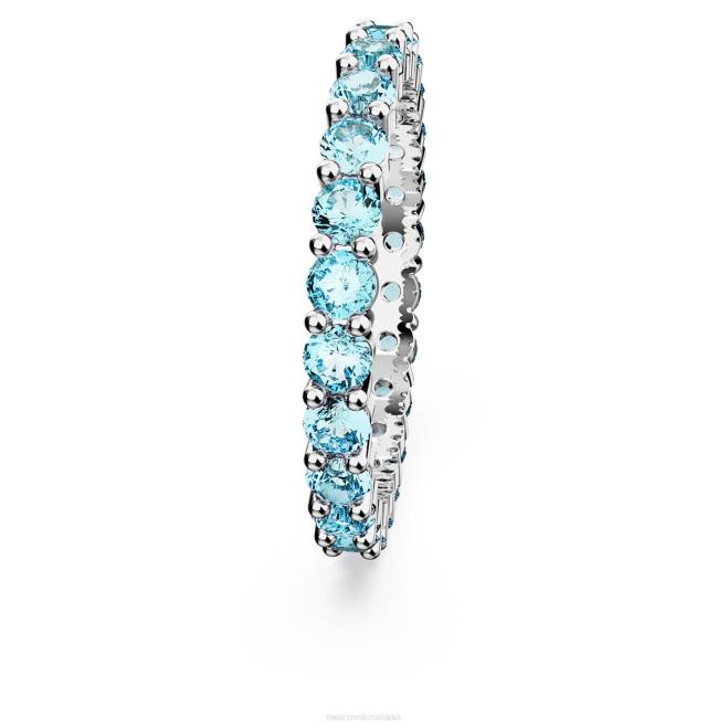 Swarovski DV4B1005 gioielleria taglio rotondo, blu, placcato rodio anello della matrice