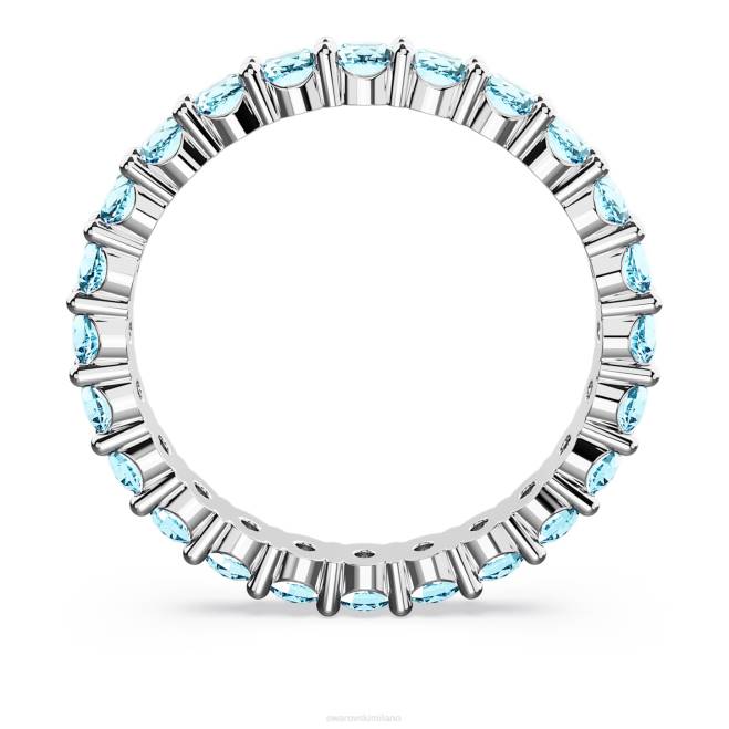 Swarovski DV4B1005 gioielleria taglio rotondo, blu, placcato rodio anello della matrice