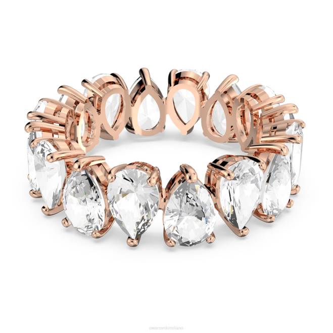 Swarovski DV4B1007 gioielleria taglio a goccia, bianco, placcato tonalità oro rosa anello vittore