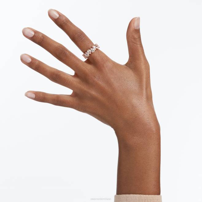Swarovski DV4B1007 gioielleria taglio a goccia, bianco, placcato tonalità oro rosa anello vittore