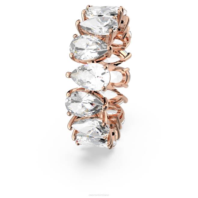Swarovski DV4B1007 gioielleria taglio a goccia, bianco, placcato tonalità oro rosa anello vittore