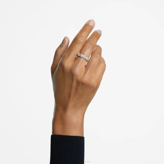 Swarovski DV4B1009 gioielleria taglio rotondo, pavé, bianco, rodiato anello della costellazione