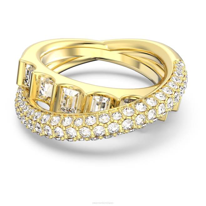 Swarovski DV4B1011 gioielleria tagli misti, bianco, placcato oro anello da cocktail rota