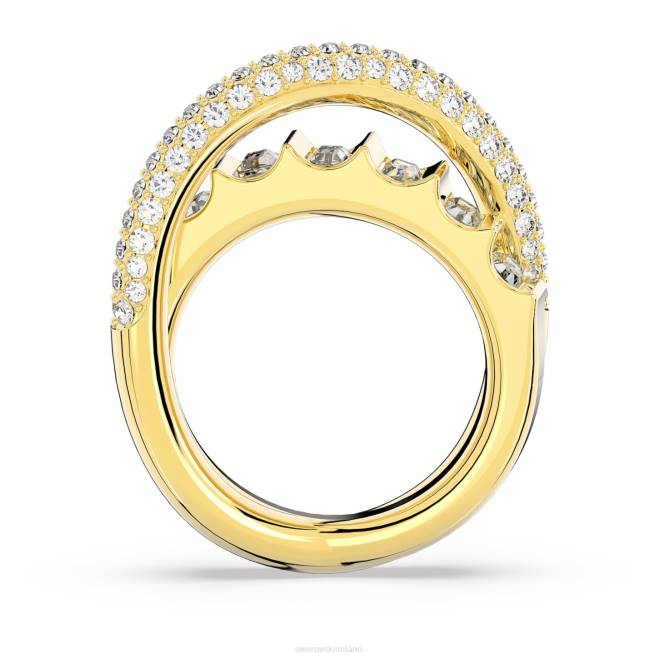 Swarovski DV4B1011 gioielleria tagli misti, bianco, placcato oro anello da cocktail rota