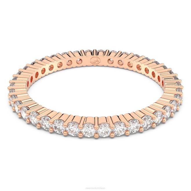 Swarovski DV4B1013 gioielleria taglio rotondo, bianco, placcato tonalità oro rosa anello vittore