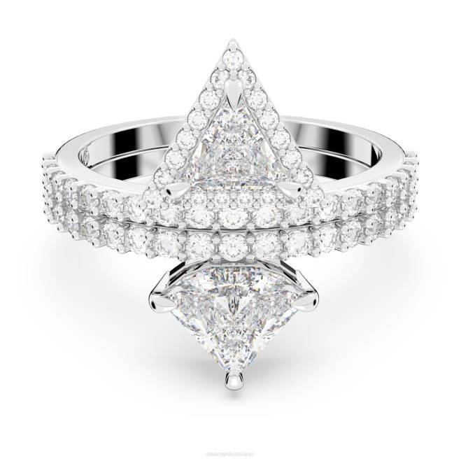 Swarovski DV4B1017 gioielleria tagli misti, bianchi, rodiati anello di ortice