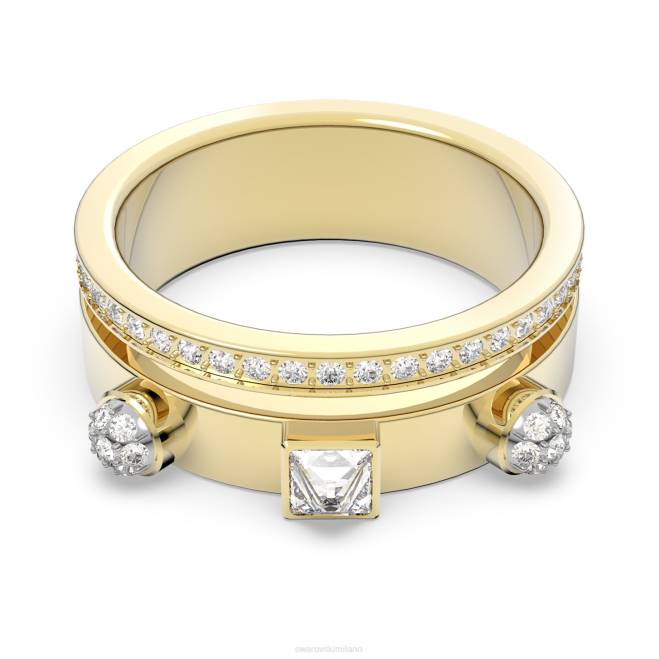 Swarovski DV4B1019 gioielleria tagli misti, bianco, placcato oro anello emozionante