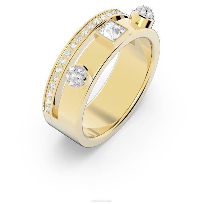 Swarovski DV4B1019 gioielleria tagli misti, bianco, placcato oro anello emozionante