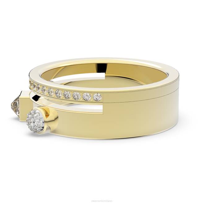 Swarovski DV4B1019 gioielleria tagli misti, bianco, placcato oro anello emozionante