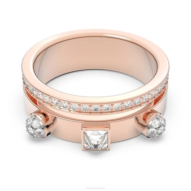 Swarovski DV4B1020 gioielleria tagli misti, bianco, placcato oro rosa anello emozionante