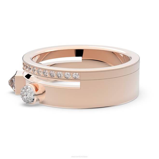 Swarovski DV4B1020 gioielleria tagli misti, bianco, placcato oro rosa anello emozionante