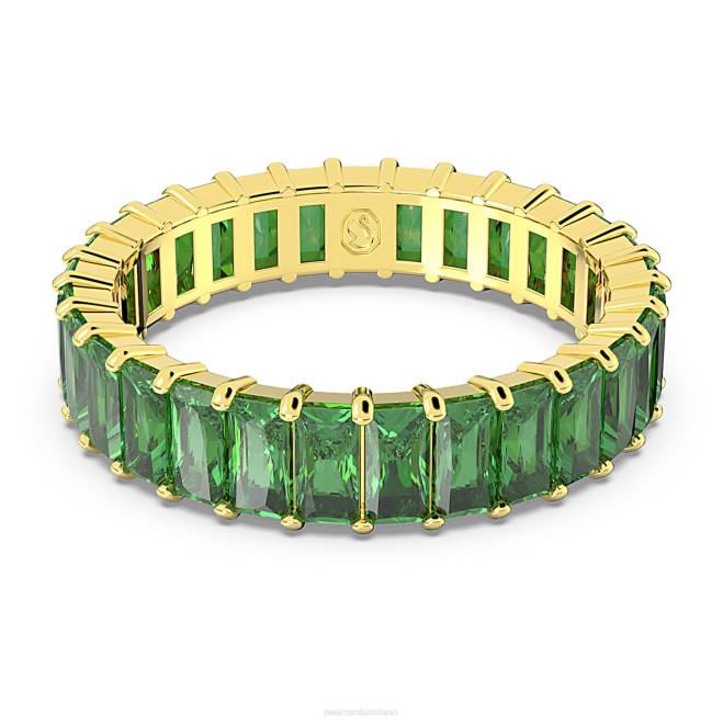 Swarovski DV4B992 gioielleria taglio baguette, verde, placcato color oro anello della matrice