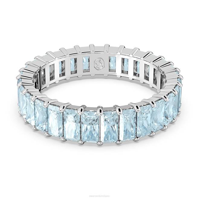 Swarovski DV4B993 gioielleria taglio baguette, blu, placcato rodio anello della matrice