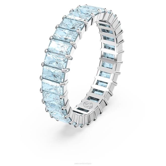 Swarovski DV4B993 gioielleria taglio baguette, blu, placcato rodio anello della matrice