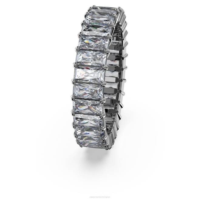 Swarovski DV4B994 gioielleria taglio baguette, grigio, placcato rutenio anello della matrice