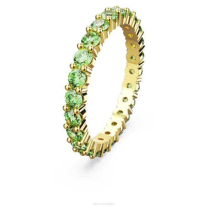 Swarovski DV4B995 gioielleria taglio rotondo, verde, placcato color oro anello della matrice