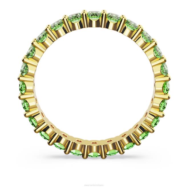 Swarovski DV4B995 gioielleria taglio rotondo, verde, placcato color oro anello della matrice