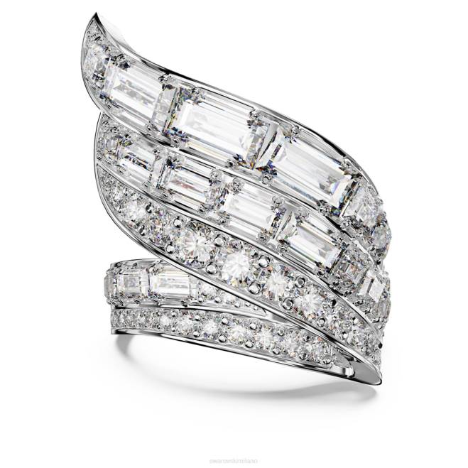 Swarovski DV4B996 gioielleria Zirconia carbonica neutra, tagli misti, bianca, rodiata anello cocktail iperbole