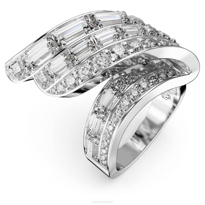 Swarovski DV4B996 gioielleria Zirconia carbonica neutra, tagli misti, bianca, rodiata anello cocktail iperbole