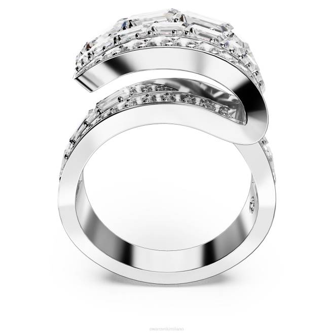 Swarovski DV4B996 gioielleria Zirconia carbonica neutra, tagli misti, bianca, rodiata anello cocktail iperbole