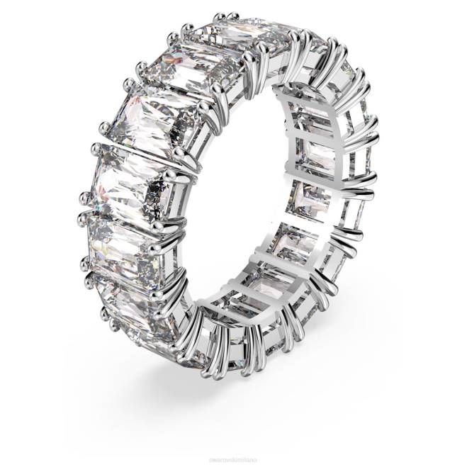 Swarovski DV4B998 gioielleria taglio rettangolare, bianco, placcato rodio anello vittore