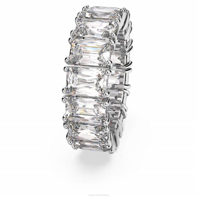 Swarovski DV4B998 gioielleria taglio rettangolare, bianco, placcato rodio anello vittore