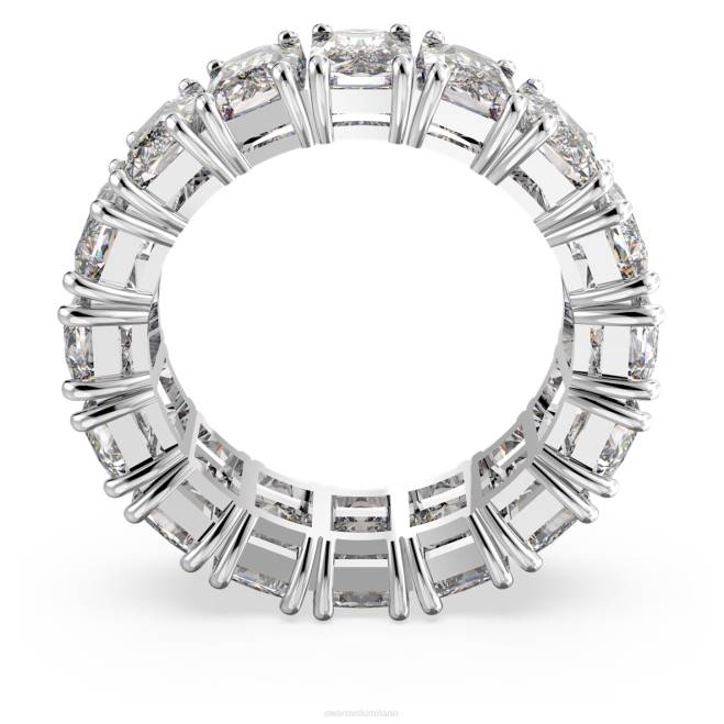 Swarovski DV4B998 gioielleria taglio rettangolare, bianco, placcato rodio anello vittore