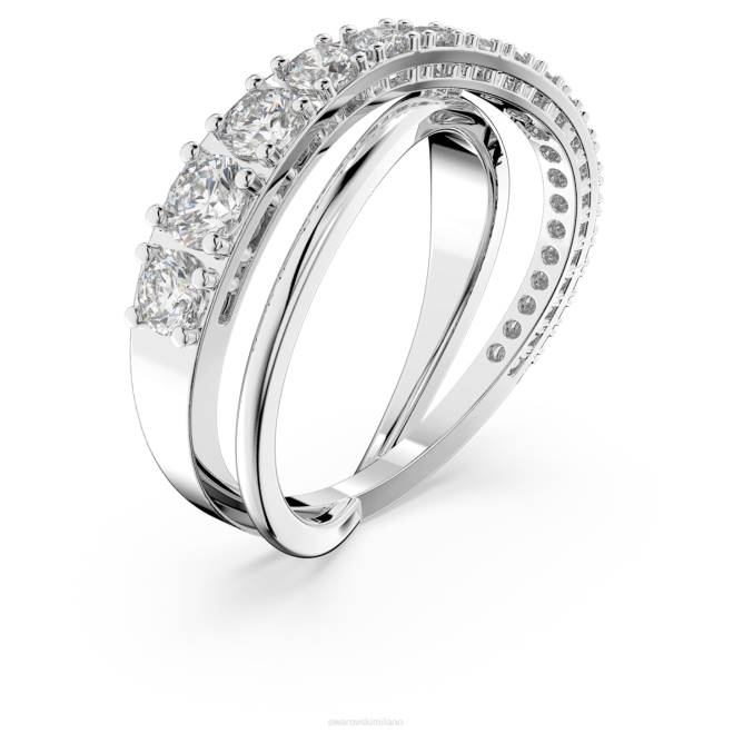 Swarovski DV4B1081 gioielleria taglio rotondo, bianco, placcato rodio anello di torsione