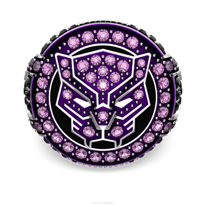 Swarovski DV4B1085 gioielleria pantera nera, viola, placcato rodio meraviglioso anello della pantera nera