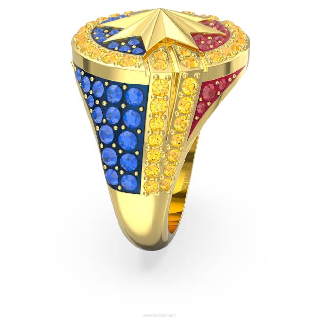 Swarovski DV4B1089 gioielleria multicolore, placcato color oro anello Marvel Capitano Marvel
