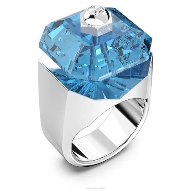 Swarovski DV4B1090 gioielleria taglio quadrato, blu, placcato rodio anello numina