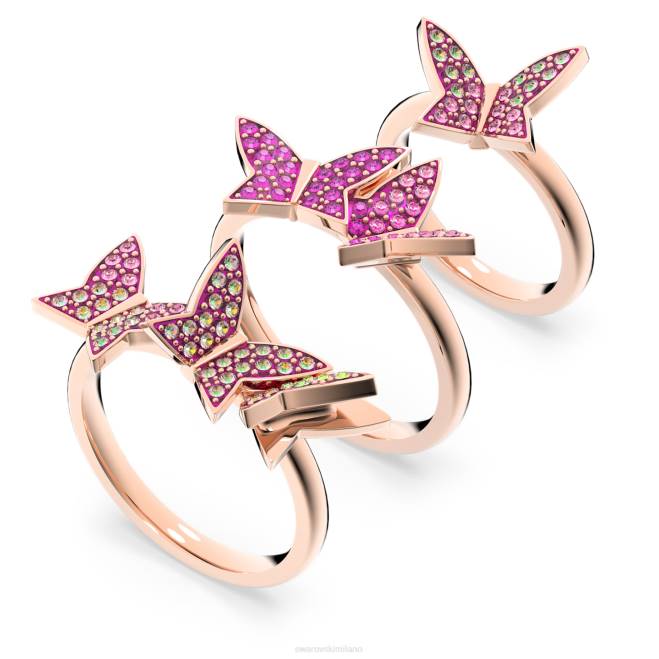 Swarovski DV4B1091 gioielleria farfalla, rosa, placcato tonalità oro rosa anello giglio