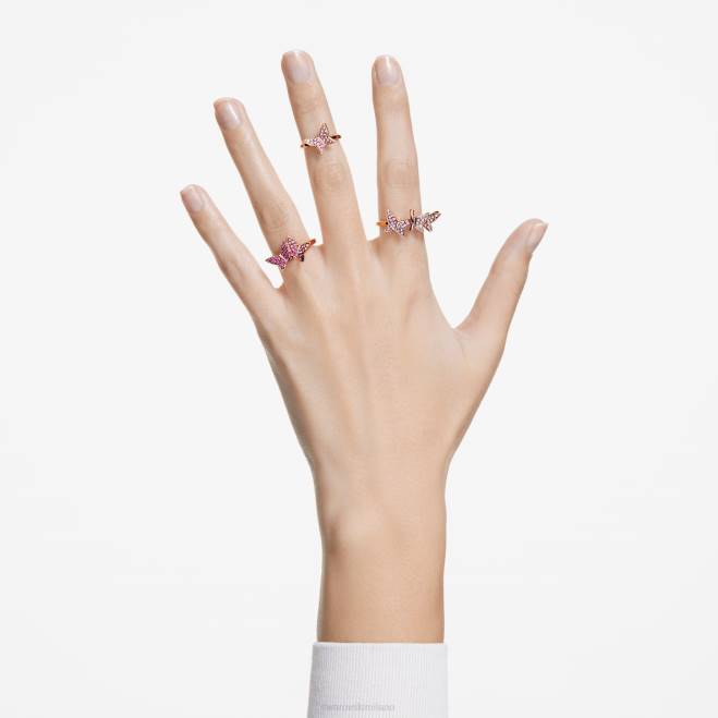 Swarovski DV4B1091 gioielleria farfalla, rosa, placcato tonalità oro rosa anello giglio
